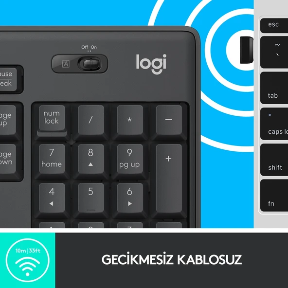 LOGITECH MK295 KABLOSUZ KLAVYE MOUSE SET SIYAH (920-009804) - 2