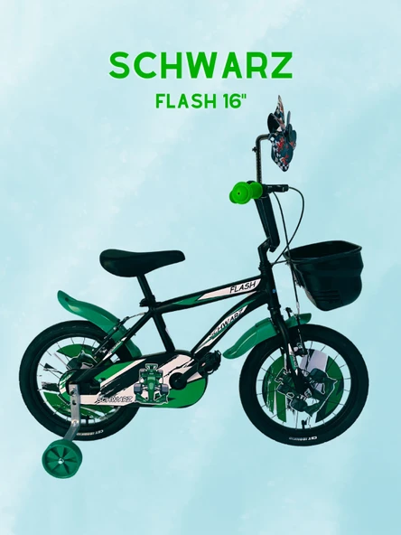 SCHWARZ BİSİKLET FLASH 16 JANT MAT SİYAH/YEŞİL