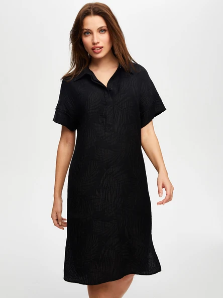 Faik Sönmez Minimalist Keten Midi Elbise - Günlük & Şık - 6