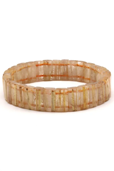 Golden Rutil Kuvars Doğal Taş Bileklik 5 x 11 mm Özel Kesim - 2