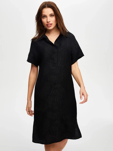 Faik Sönmez Minimalist Keten Midi Elbise - Günlük & Şık - 2