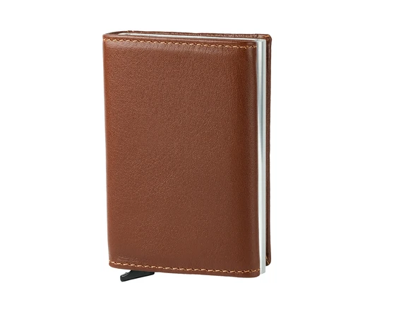Bagacar Camel Unisex Hakiki Deri Mekanizmalı Otomatik Kızaklı Kartlık Cüzdan - 2