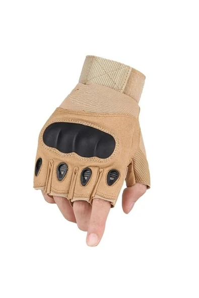 Kesik Parmak Korumalı Taktik Eldiven No:5 Kahverengi XXL