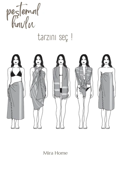 Serenity Büyük Boy Peştemal Havlu Deniz Plaj Banyo 90x170 cm %100 Pamuk - 11