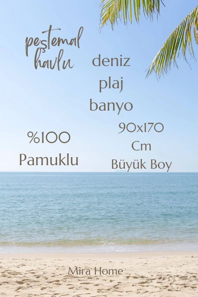 Serenity Büyük Boy Peştemal Havlu Deniz Plaj Banyo 90x170 cm %100 Pamuk - 5