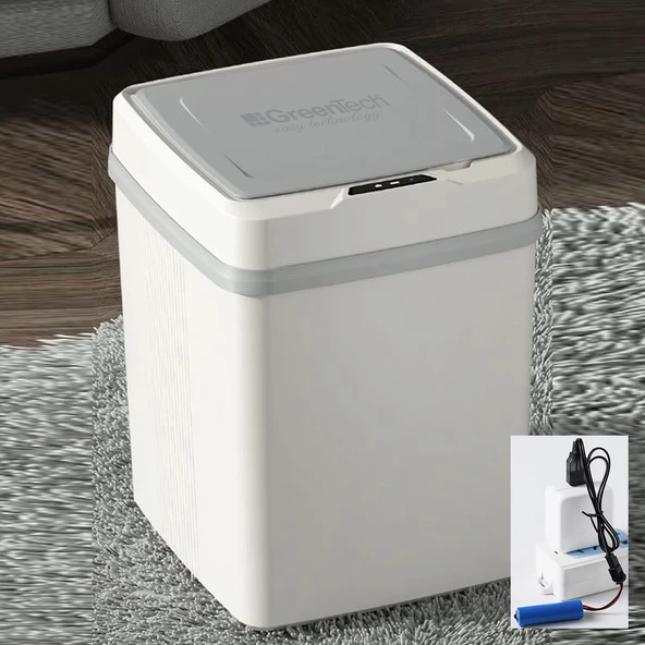 Greentech Sensörlü 12 Litre Çöp Kovası (Şarj Edilebilir Lityum Pilli) / GT-SC01 - 1
