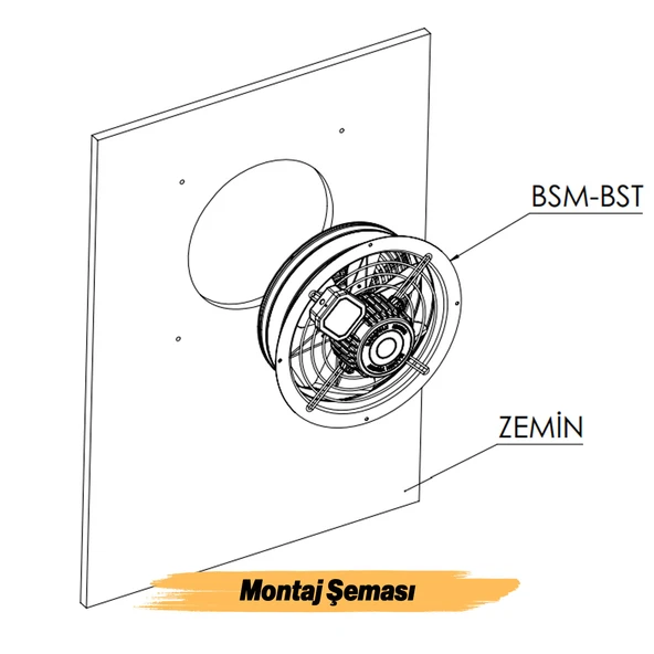 Havalandırma Aspiratörü Fanı 65 W Monofaze Kirli Hava Kötü Koku Tahliye Metal Fan 250 mm Vantilatör - Resim 4