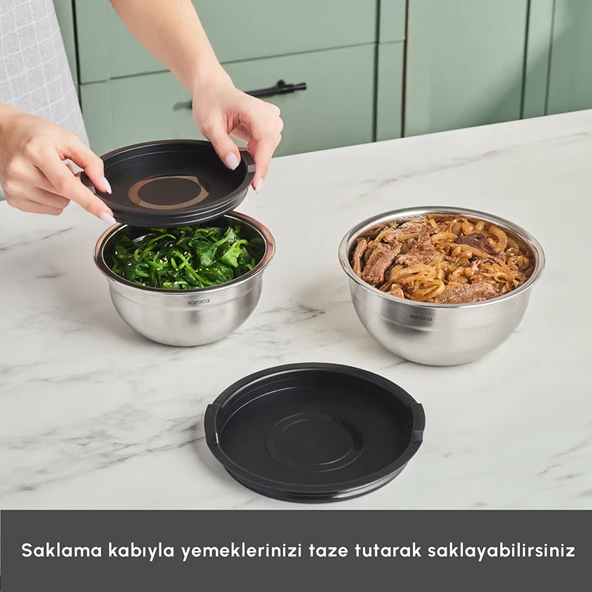 Karaca Aşiyan Katlanabilir Kulplu 10 Parça Çelik Tencere Seti - Resim 7