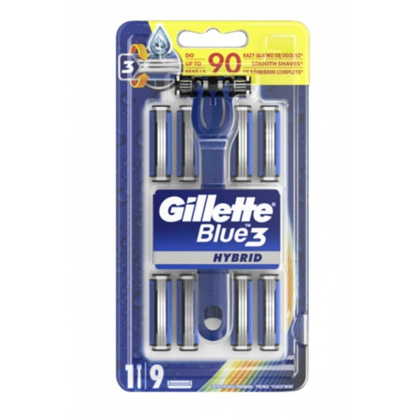 Gillette Blue3 Sensor Hybrid Hibrit Hibrid Tıraş Makinesi + Yedek Tıraş Bıçağı 9'lu