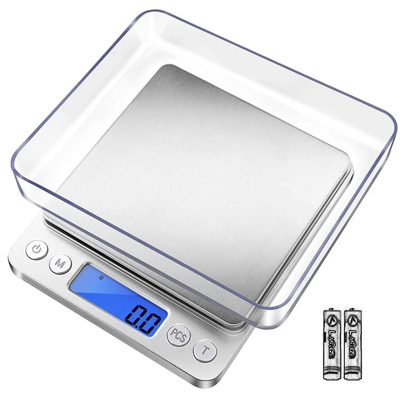 Metal Dijital Hassas Terazi LCD Ekran Pilli 0.01 gr Hassasiyet 500 gram Tartım Mutfak Tartısı Ölçüm - 6