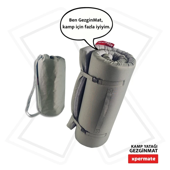 XPERMATE GezginMat Kamp Yatağı Taşıma Çantalı Kamp Matı Fermuarlı Kamp Minderi Çadır Matı Su itici Kumaş 90x190x6cm ürün görseli
