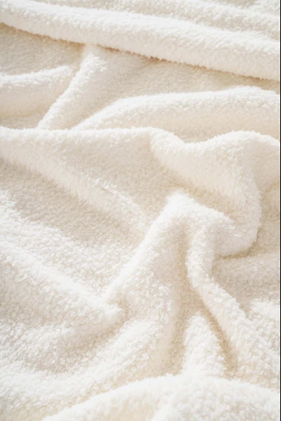 Krem Valencia Sherpa Çift Kişilik Peluş Battaniye - 4