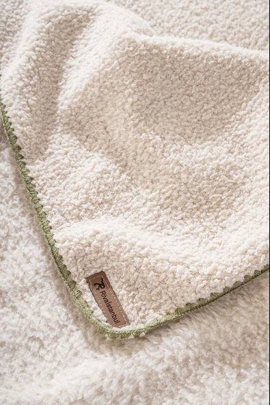 Rivaİstanbul Bej Valencia Sherpa Çift Kişilik Peluş Battaniye - Resim 6