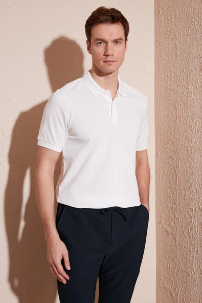 Erkek Slim Fit Serin Tutan Polo Yaka Düğmeli T-shirt -D7087 - 6