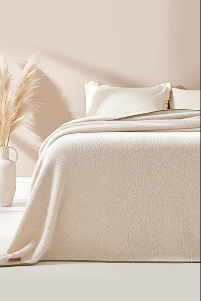 Rivaİstanbul Bej Valencia Sherpa Çift Kişilik Peluş Battaniye ürün görseli