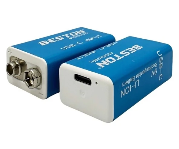 Beston 9V Şarj Edilebilir USB-C Pil