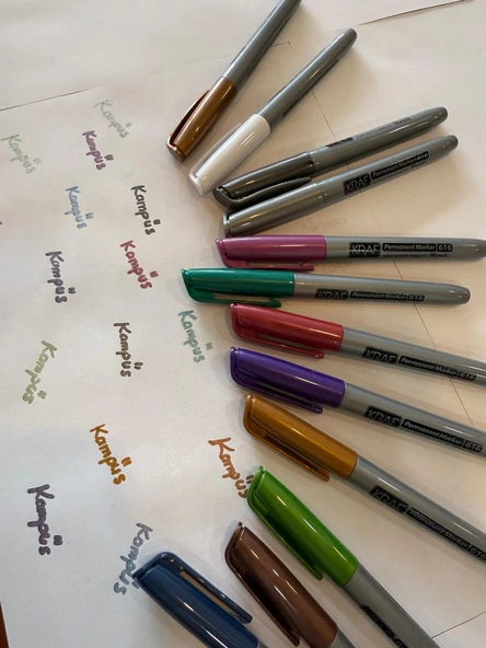 Kraf Permanent Marker 616 12' li Metalik Kalem Seti - 4