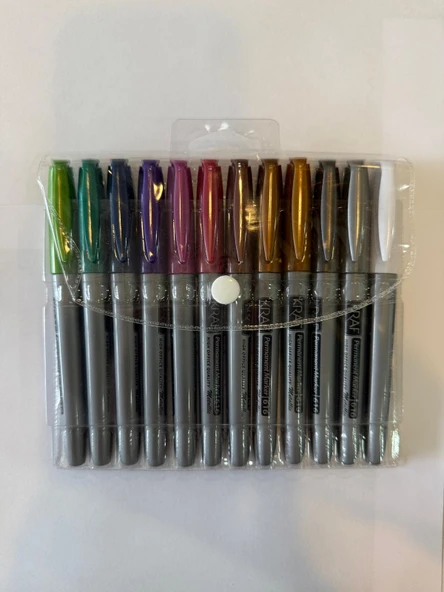 Kraf Permanent Marker 616 12' li Metalik Kalem Seti - 3