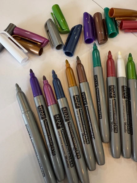 Kraf Permanent Marker 616 12' li Metalik Kalem Seti - 2