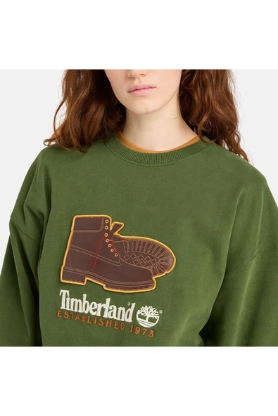 Timberland  New Box Fit Badge Crew Neck Erkek Siyah Hoodie - 5