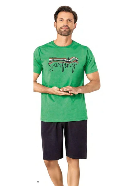 Pierre Cardin 6073 Erkek Kısa Kollu Şortlu Pijama Takım - 4