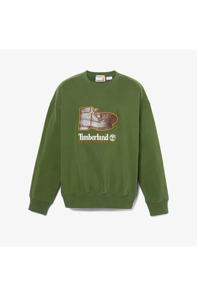 Timberland  New Box Fit Badge Crew Neck Erkek Siyah Hoodie - 3