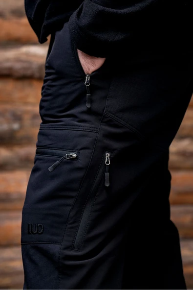 Luo Camp Air Dry Performans Erkek Outdoor Pantolon Su ve Rüzgar Geçirmez - Özel Dikiş+Kemer Hediyeli (Siyah) - 2