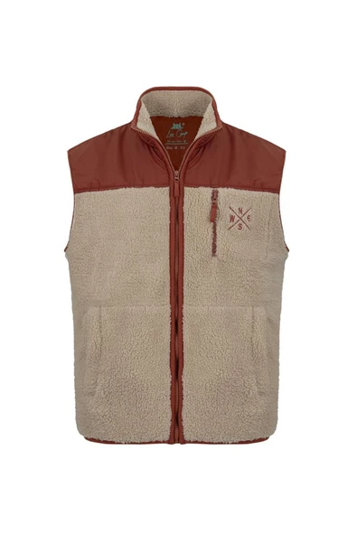 Luo Camp  Plush Gilet 01 - Cream/brick Erkek Yelek