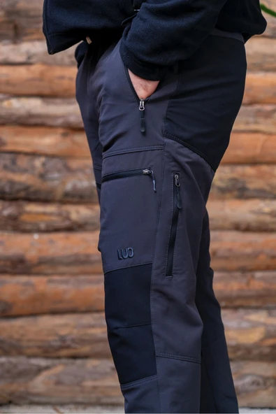 Luo Camp  Air Dry Performans Erkek Outdoor Pantolon Su ve Rüzgar Geçirmez - Özel Dikiş+Kemer Hediyeli Antrasit