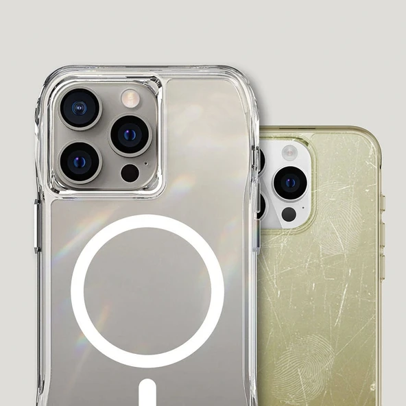 iPhone 15 Pro Kılıf Magsafe Şarj Özellikli Airbagli Şeffaf İncek Kapak - Resim 9