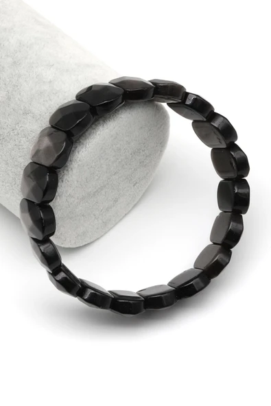 Silver Obsidyen Doğal Taş Bileklik 11 x 15 mm Özel Kesim ürün görseli