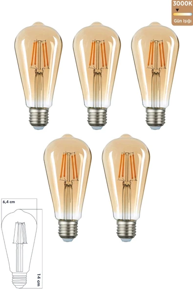 LED E27 ST64 Ampul 6W 2500K (Gün Işığı) Erd-81