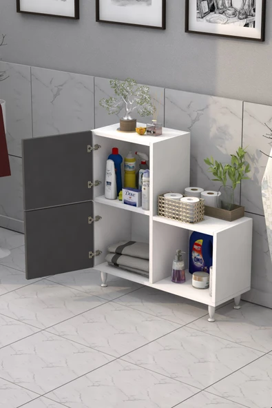 2 Kapaklı L Çok Amaçlı Banyo Dolabı Antrasit - 2