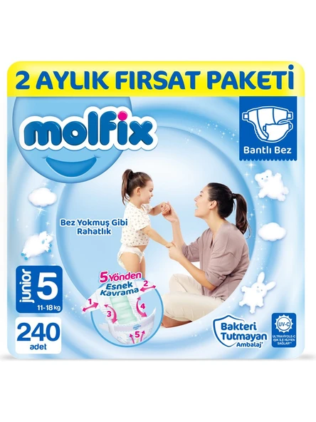 Molfix 5 Numara Junior 48'li 5 Paket Bebek Bezi