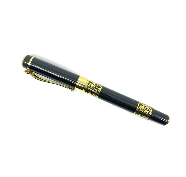 Premium Metal Roller Tükenmez Kalem Retro Desen - Gold/Black - 2