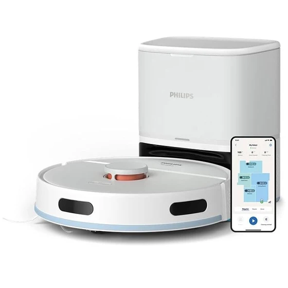 Philips HomeRun 2000 Serisi XU2100/20 Beyaz Çöp İstasyonlu Akıllı Robot Süpürge