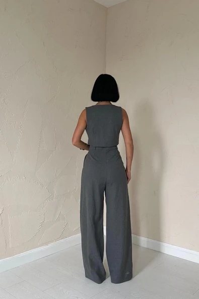 Antrasit Klas Ceket Ve Yelek Ve Pantolon Takım - Resim 4