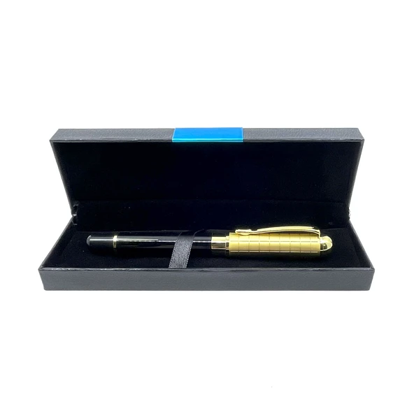Premium Metal Roller Siyah Tükenmez Kalem - Altın Rengi Kapak - Resim 4