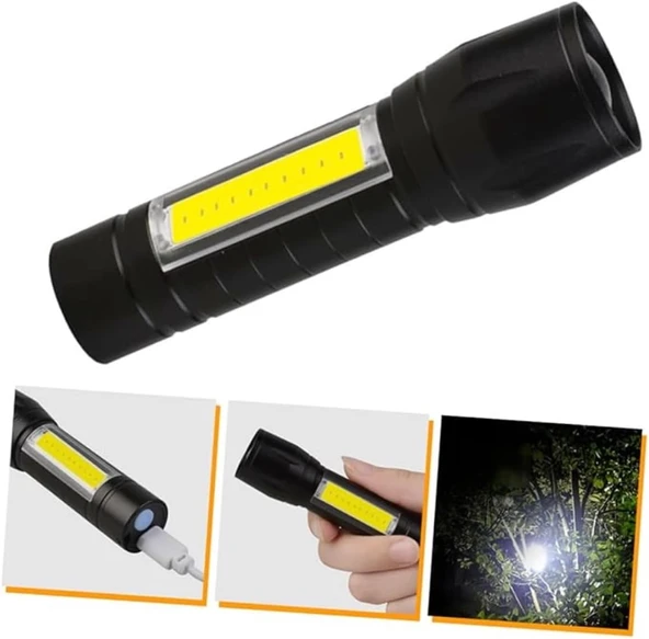 CATA CT-8024 Flaşlı Polis Cep LED  El Feneri Taşınabilir şarjlı USB-C 3 Fonksiyonlu ışık lamba - 5