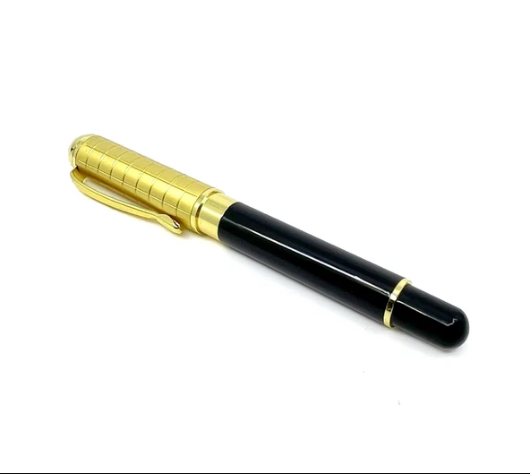 Premium Metal Roller Siyah Tükenmez Kalem - Altın Rengi Kapak