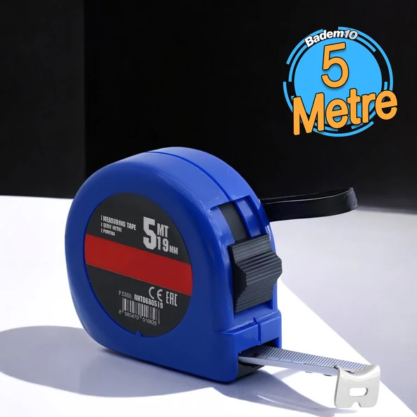 Şerit Metre Darbeye Dayanıklı Kilitli 5 METRE x 19 mm (RHT0680519) * Renk Seçenekli *