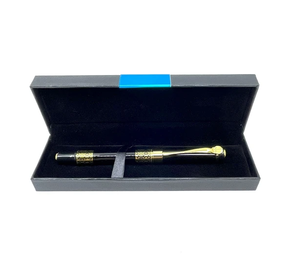 Premium Metal Roller Tükenmez Kalem Retro Desen - Gold/Black - 4