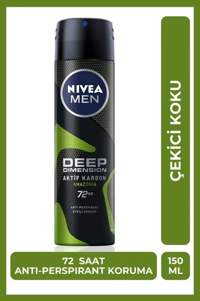 NIVEA MEN Erkek Sprey Deodorant Deep Dimension Amazonia 150ml, 72 Saat Anti-perspirant Ter Koruması ürün görseli
