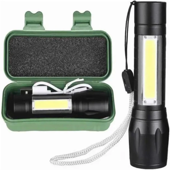 CATA CT-8024 Flaşlı Polis Cep LED  El Feneri Taşınabilir şarjlı USB-C 3 Fonksiyonlu ışık lamba - 4