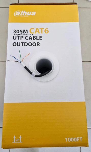 Dahua DH-PFM920-6UN 305 Metre Outdoor Dış Mekan UTP 23AWG CAT6 Oksijensiz bakır Cat6 Kablo Siyah - 5