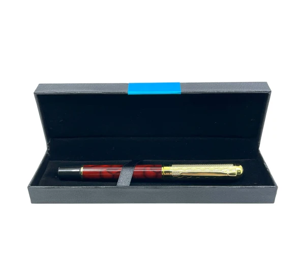 Premium Metal Roller Kahverengi Tükenmez Kalem - Altın Rengi Kapak - 4