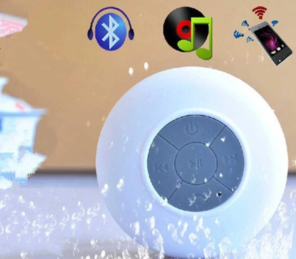 Su Geçirmez Mini Bluetooth Duş Hoparlörü (Beyaz) - 6