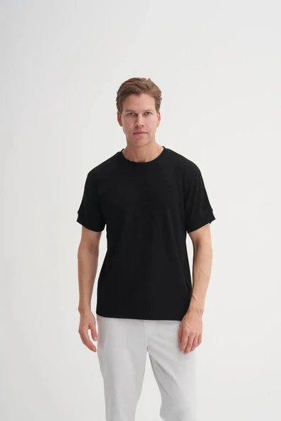 Cazador Bisiklet Yaka Regular Fit Örme Desenli Tişört ürün görseli 1