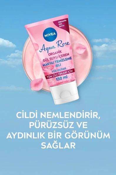 NIVEA Aqua Rose Organik Gül Suyu Içeren Makyaj Temizleme Jeli 150ml, Suya Dayanıklı Makyajı Çıkarır - Resim 4