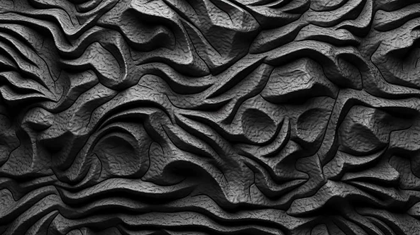 3 Boyutlu Siyah Kabartmalı Duvar Kağıdı Baskı - Resim 7